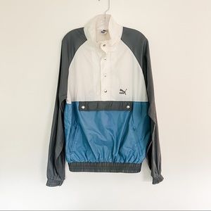 Vintage 1980s Puma Windbreaker || Quarter-Zip and Button Jacket || Size Large